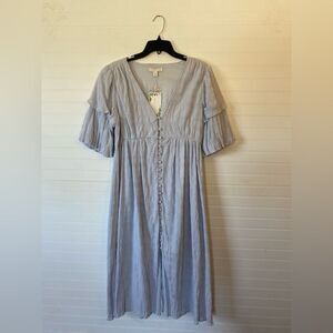 Chelsea & Violet Cotton Textured Puff Sleeve Midi Dress NWT Size 10 Cottagecore